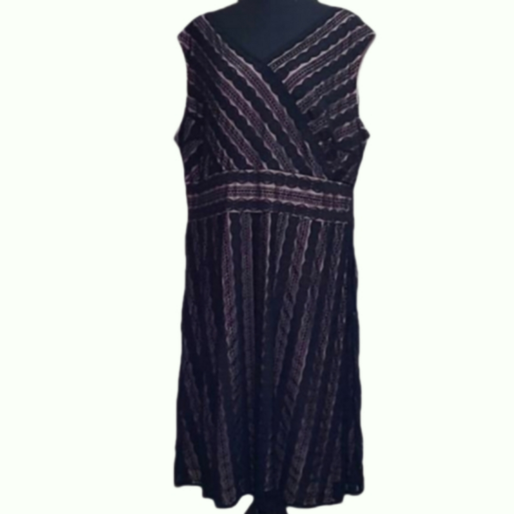 Elegant Black and Nude Striped Dress